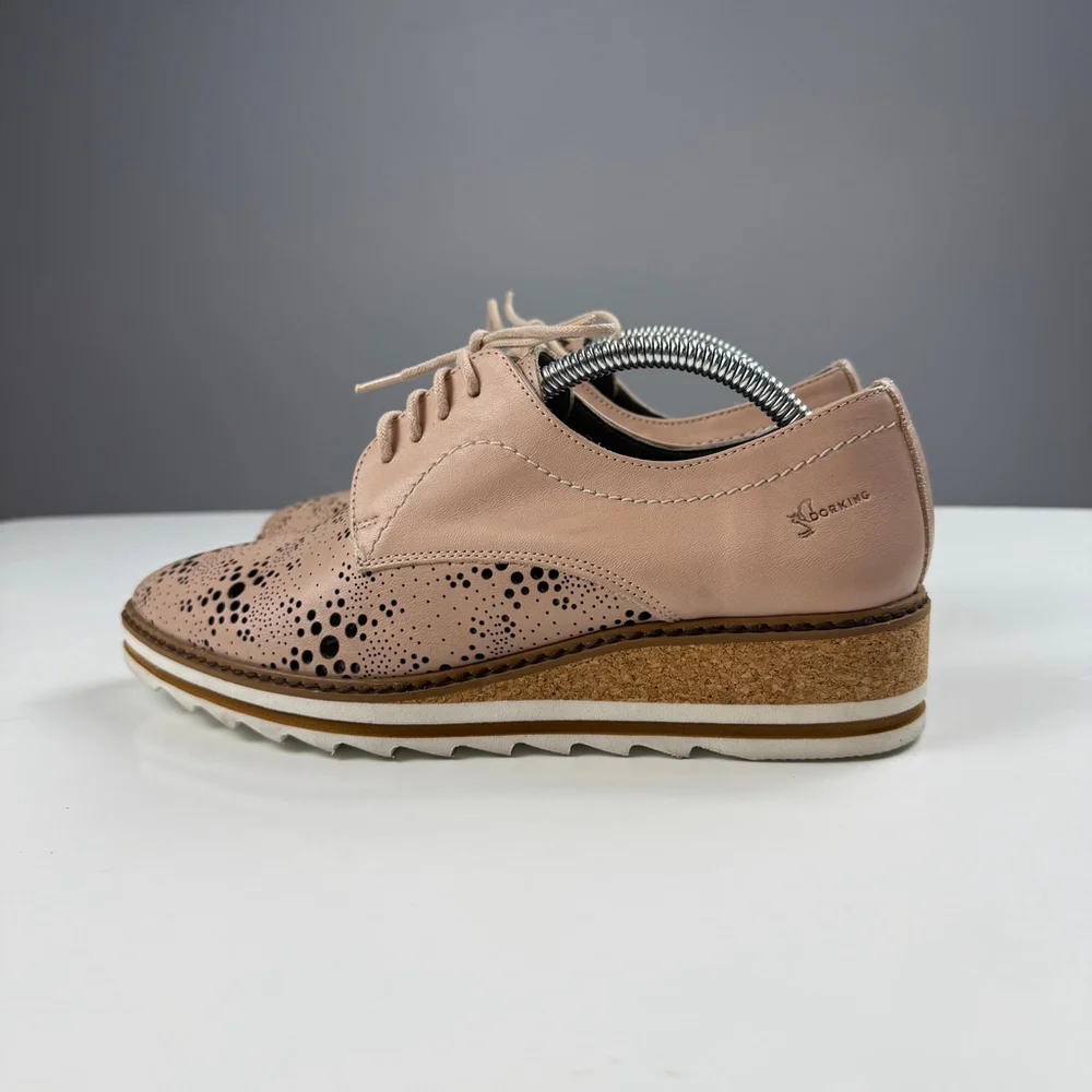 Dorking Fluchos Made in Spain Lace perforated wedge shoes pink size 6 EU 36 - Picture 3 of 11